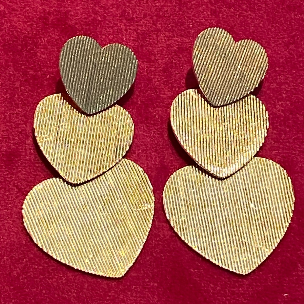 18k Gold Plated Heart Dangle Earrings